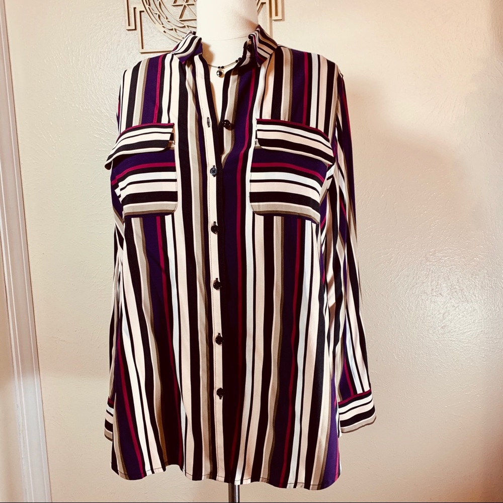 Chico’s Silky Soft Romantic Stripes Blouse